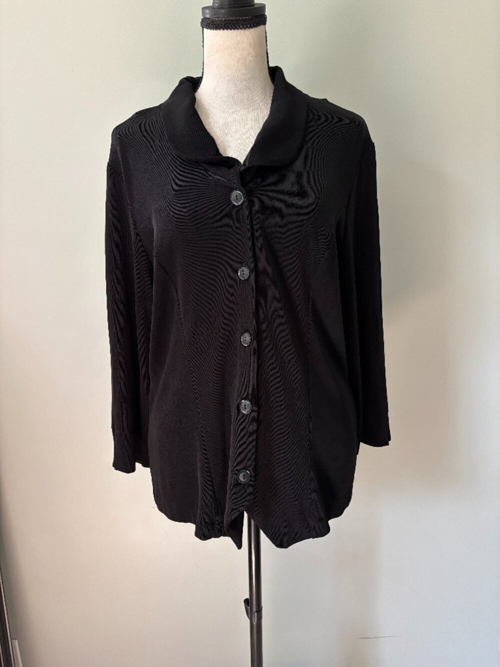 Coldwater Creek Black Knit Button Front Jacket  Size M NWT